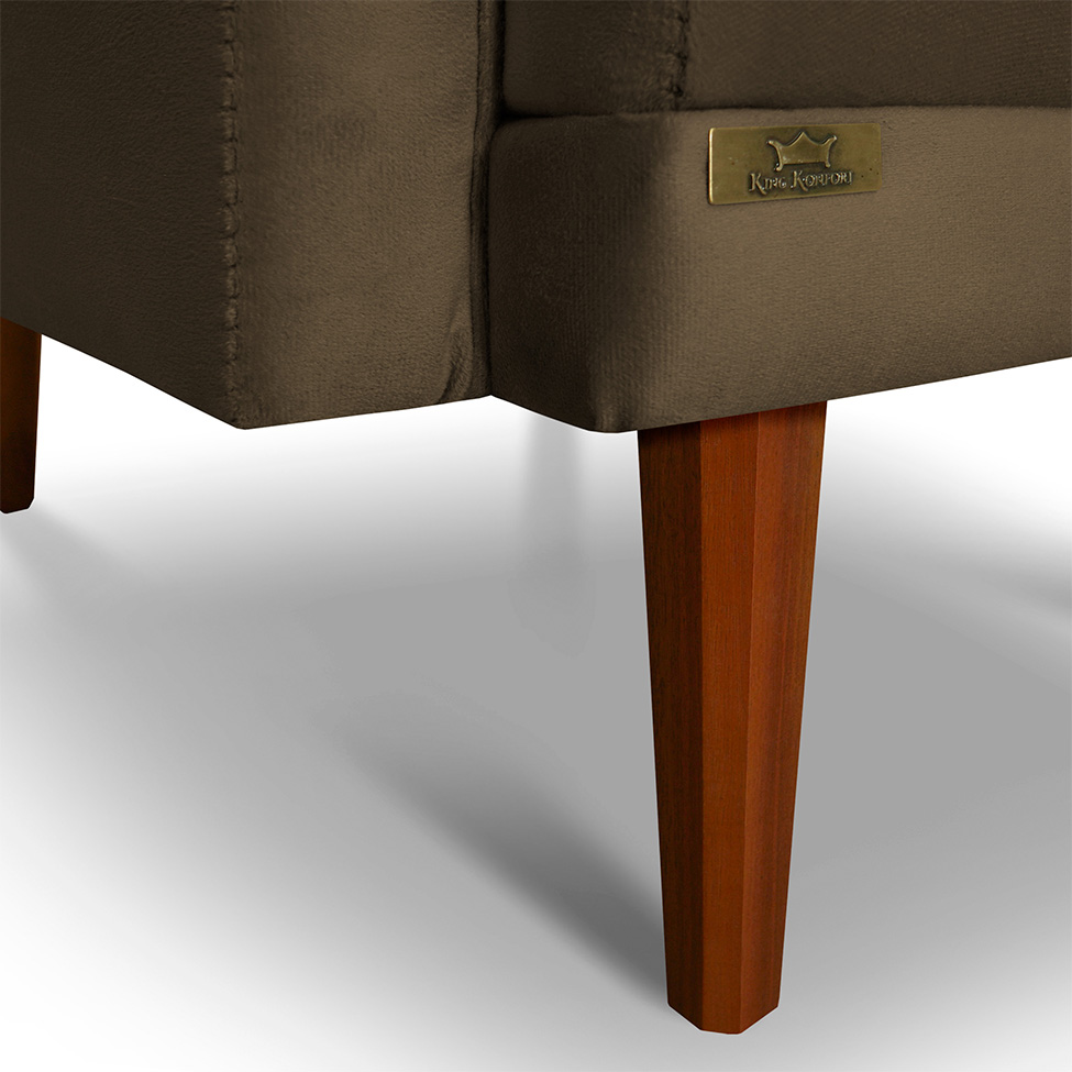 Poltrona Reclinável com Puff Classic Veludo Café