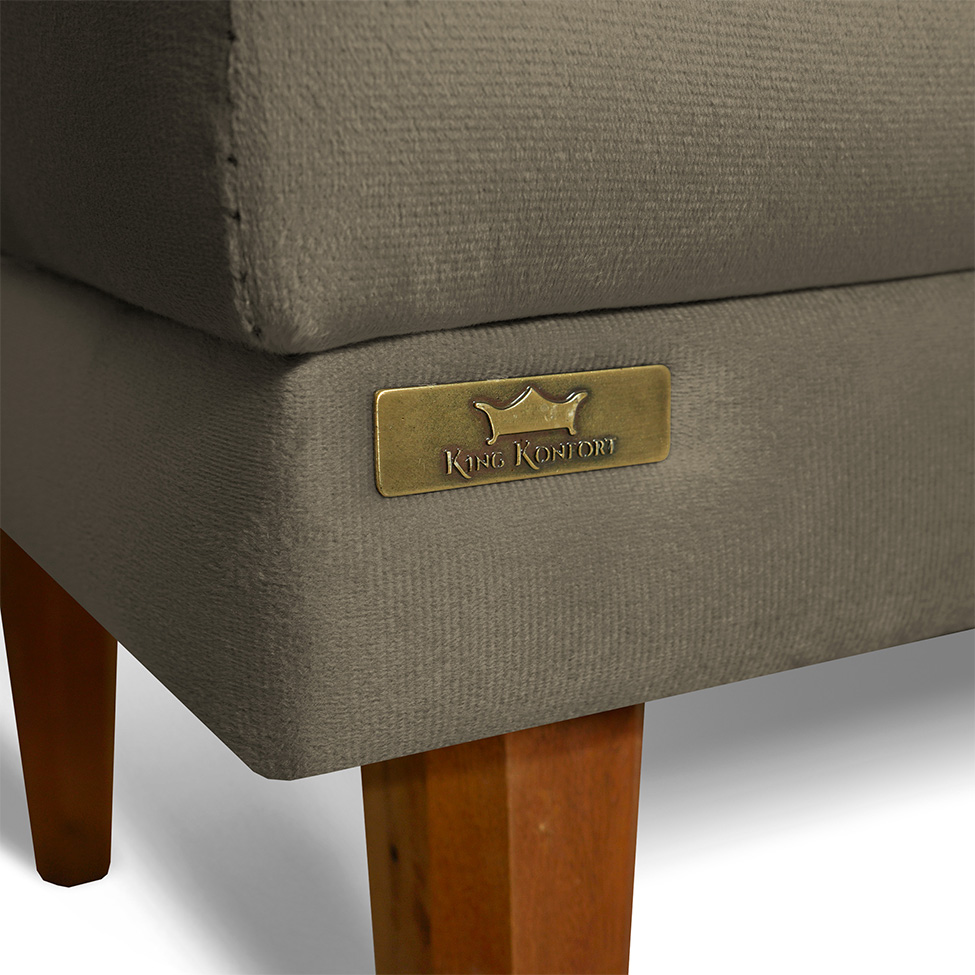 Poltrona Reclinável com Puff Classic Veludo Castanho