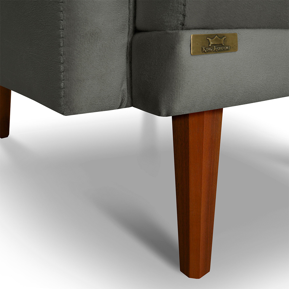 Poltrona Reclinável com Puff Classic Veludo Cinza