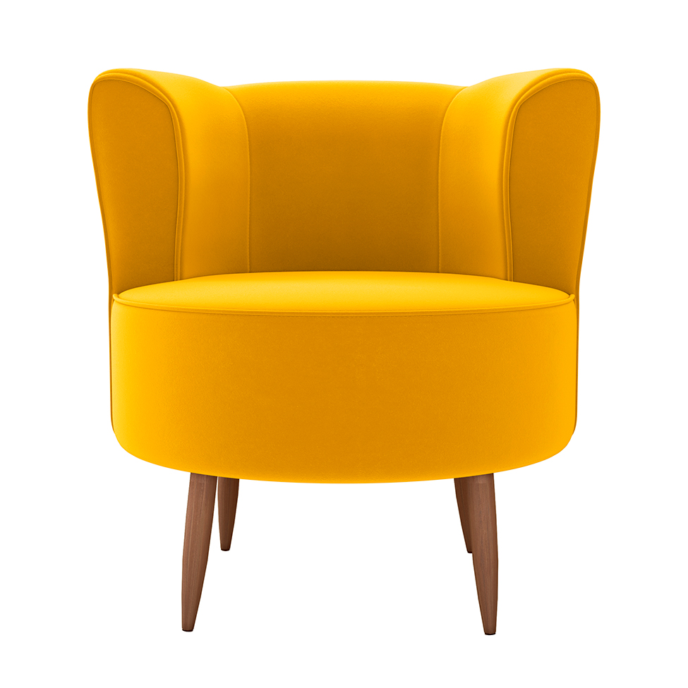 Poltrona Savana Veludo Amarelo