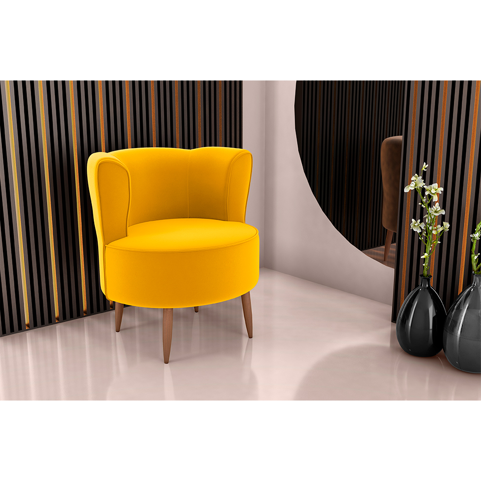 Poltrona Savana Veludo Amarelo