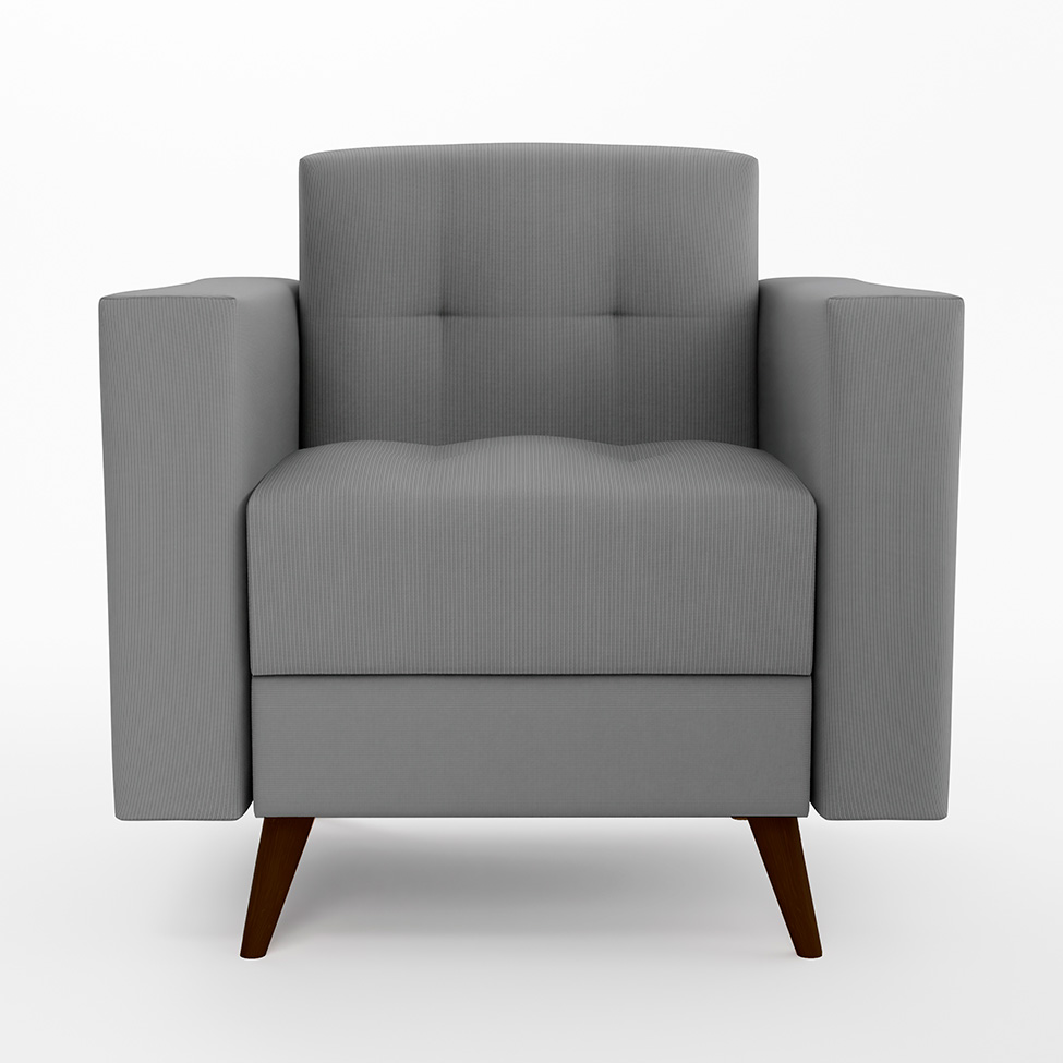Poltrona Vitrola Suede Cinza