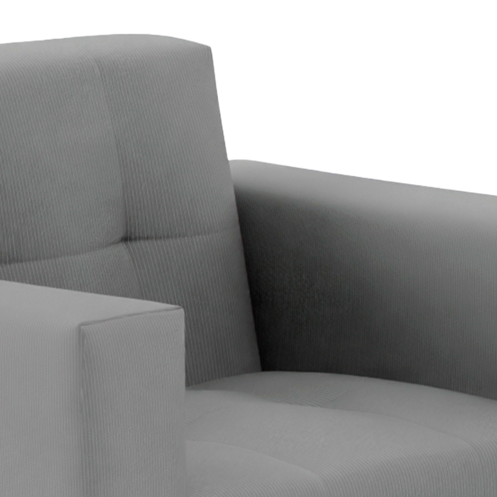 Poltrona Vitrola Suede Cinza