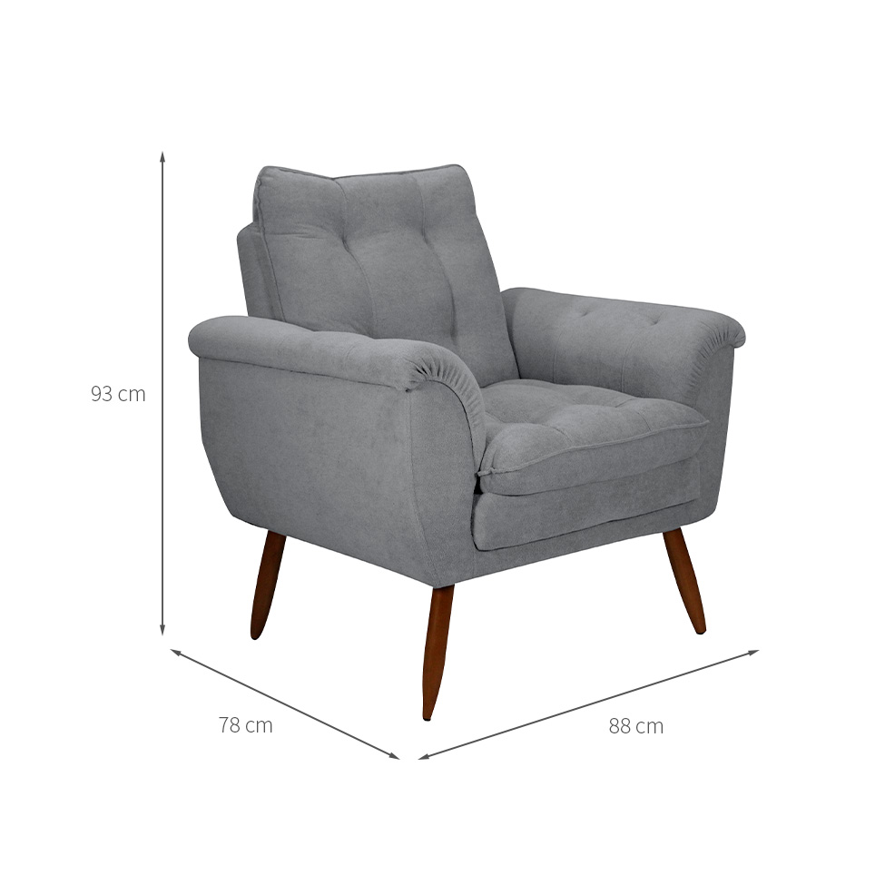 Poltrona Xangai Bouclé Cinza