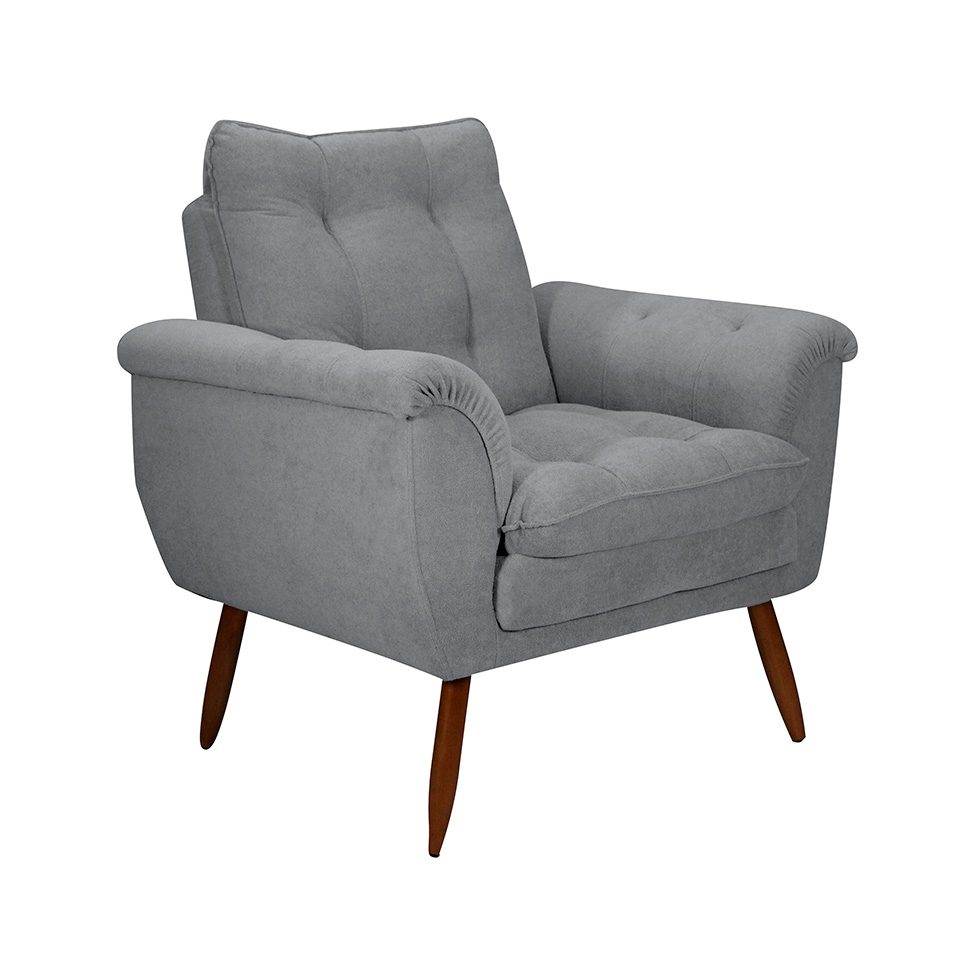 Poltrona Xangai Bouclé Cinza