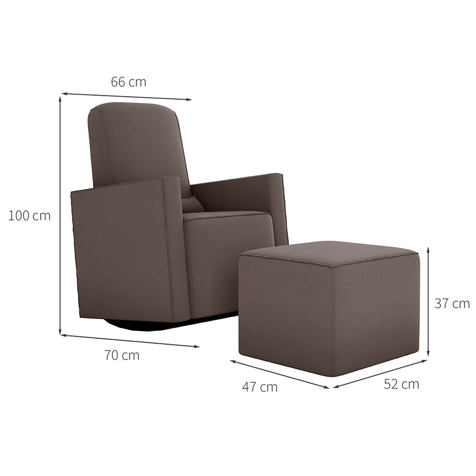 Poltrona com Puff Annecy Suede Capuccino