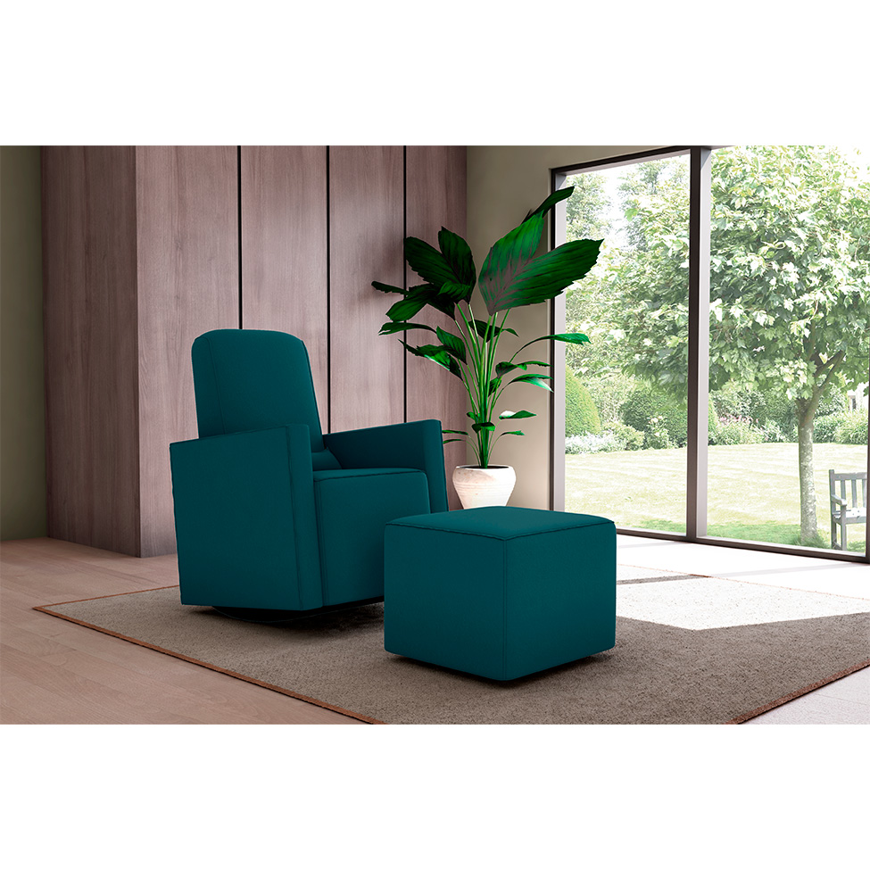 Poltrona com Puff Annecy Suede Petróleo