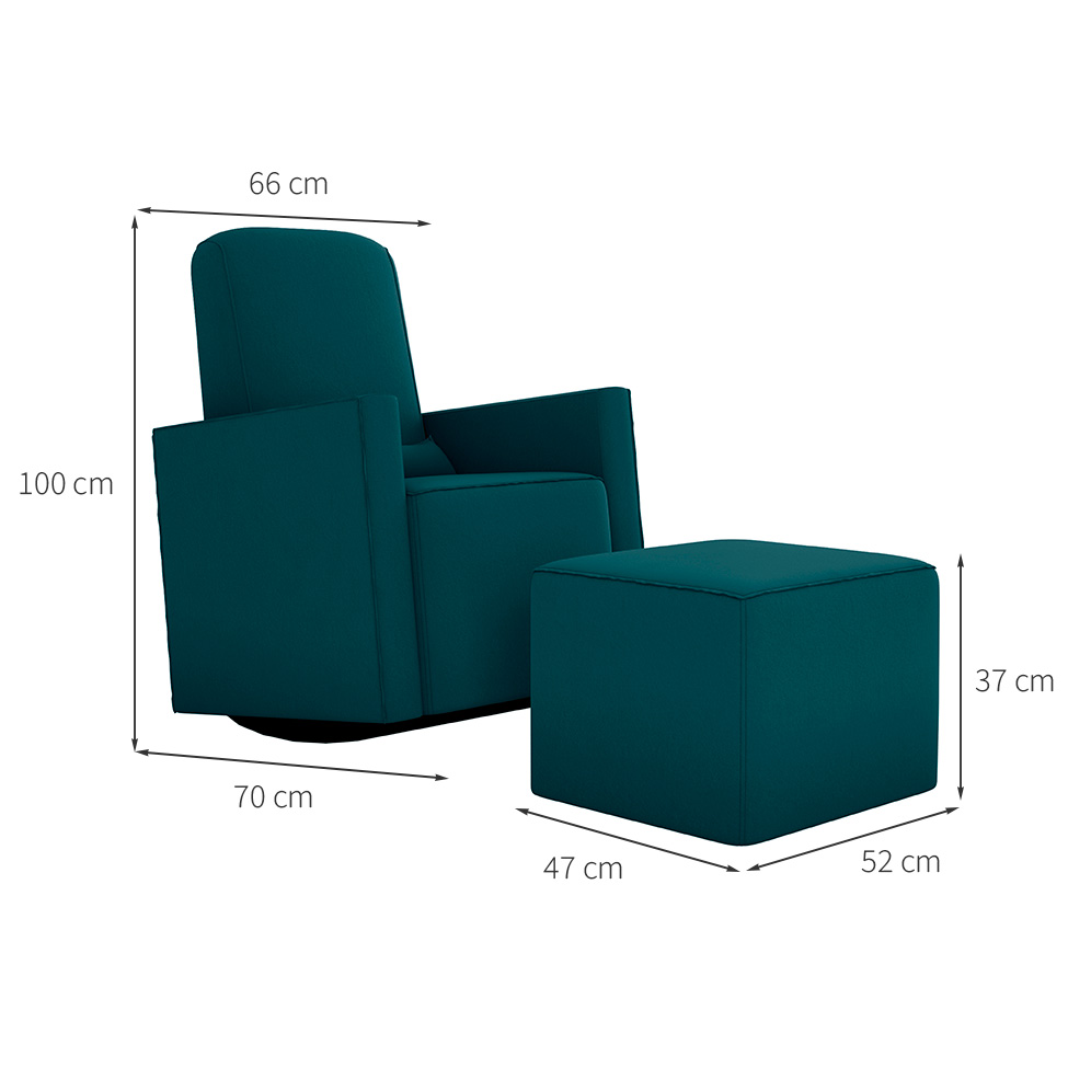 Poltrona com Puff Annecy Suede Petróleo
