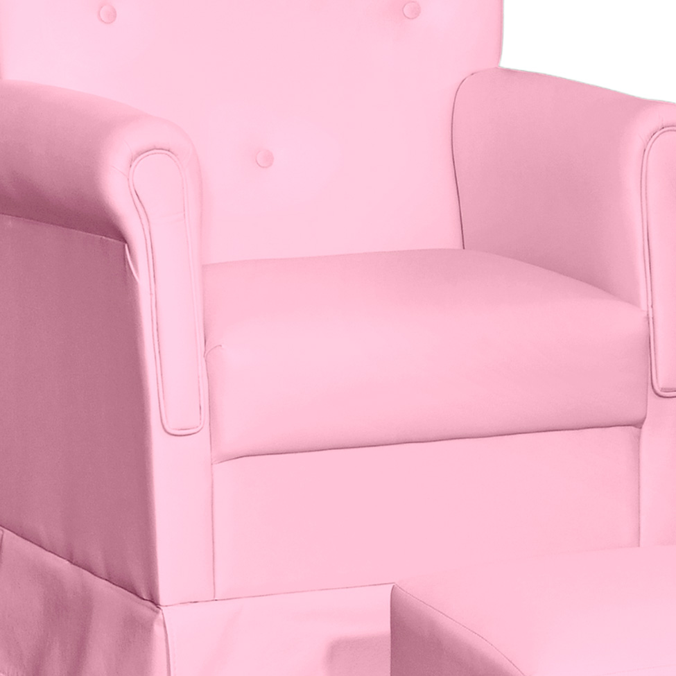 Poltrona para Amamentação Balanço com Puff Suzi Revestimento Sintético Rosa