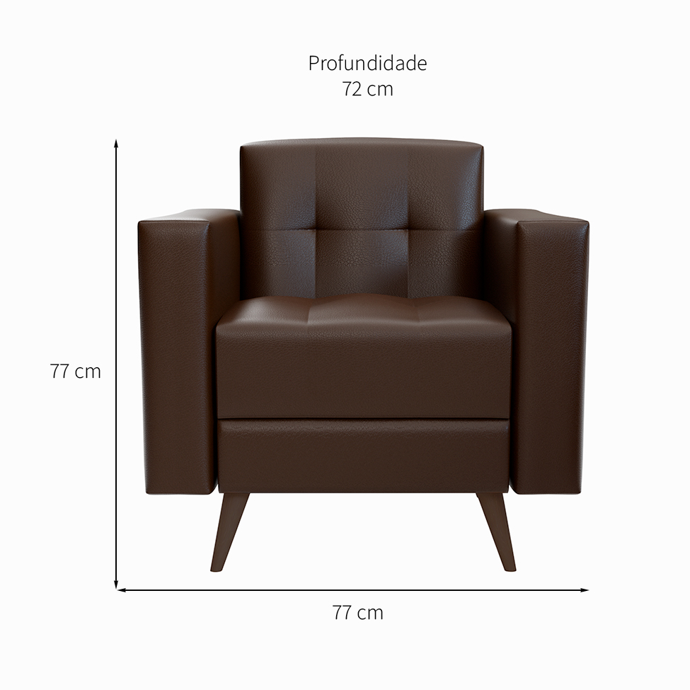 Poltrona para Escritório e Recepção Vitrola Revestimento Sintético Café