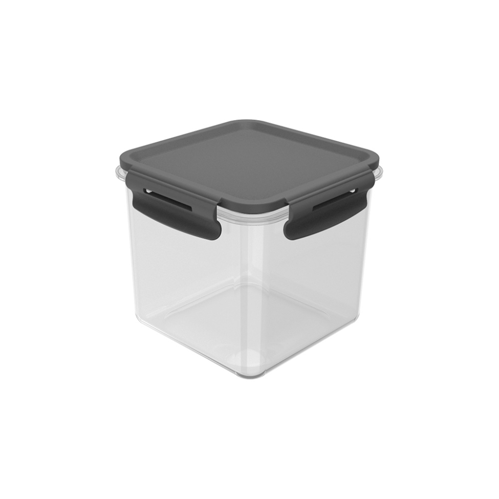 Pote Quadrado Click Transparente e Chumbo 1500 ml