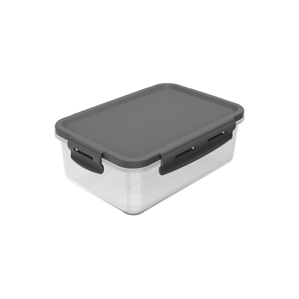 Pote Retangular Click Transparente e Chumbo 1280 ml