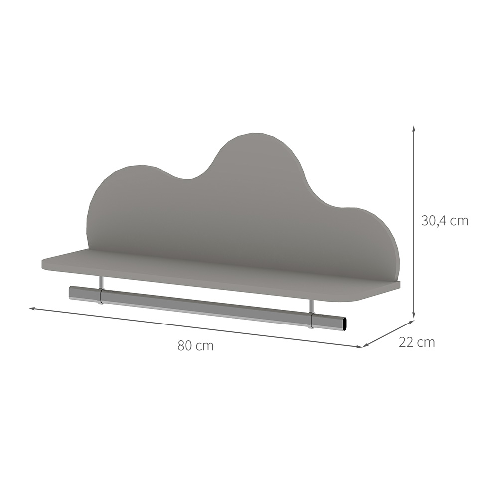 Prateleira Infantil Nuvem 100% MDF Fendi 80 cm