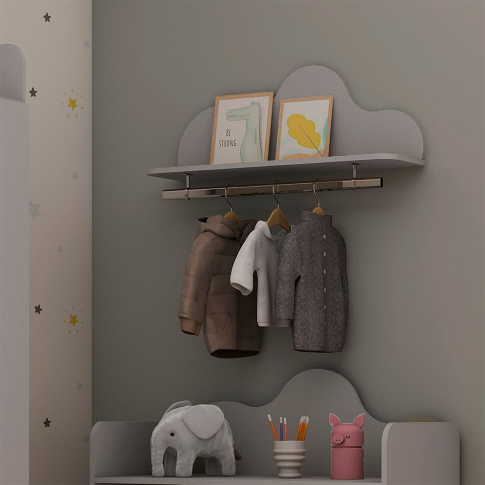 Prateleira Infantil Nuvem 100% MDF Fendi 80 cm