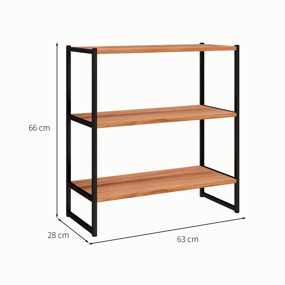 Prateleira Shelf Nogal Sevilha e Preta 66 cm