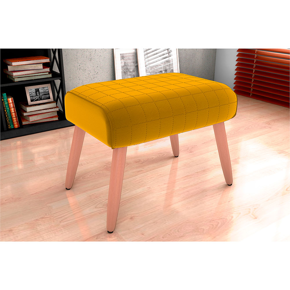 Puff Barcelona Veludo Amarelo