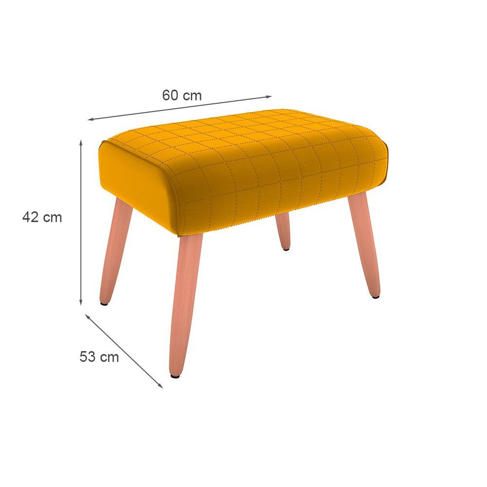 Puff Barcelona Veludo Amarelo