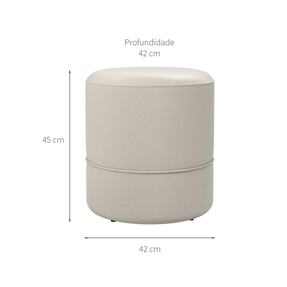 Puff Clarice Linho Areia 42 cm
