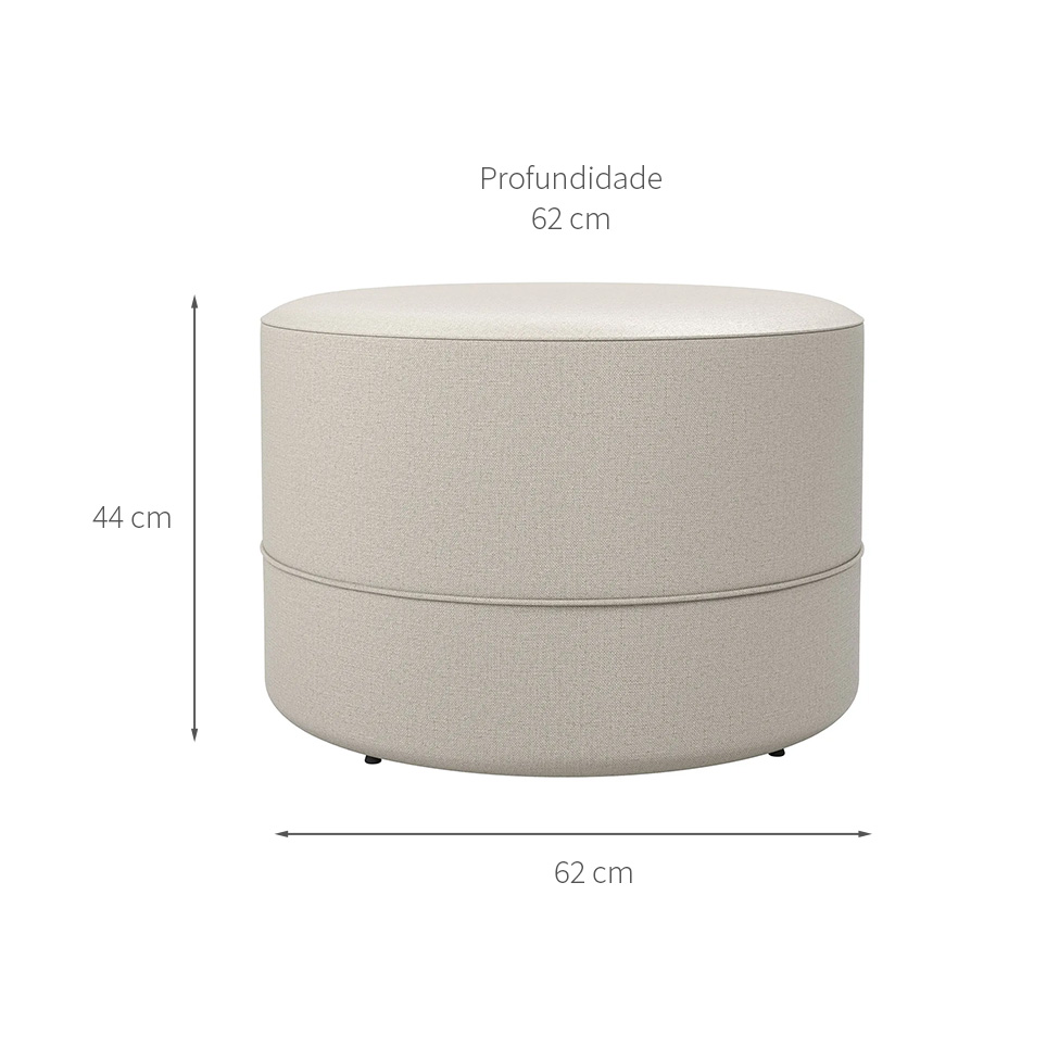 Puff Clarice Linho Areia 62 cm