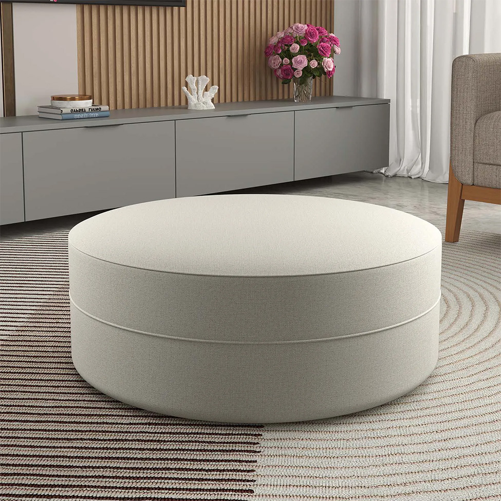 Puff Clarice Linho Areia 83 cm