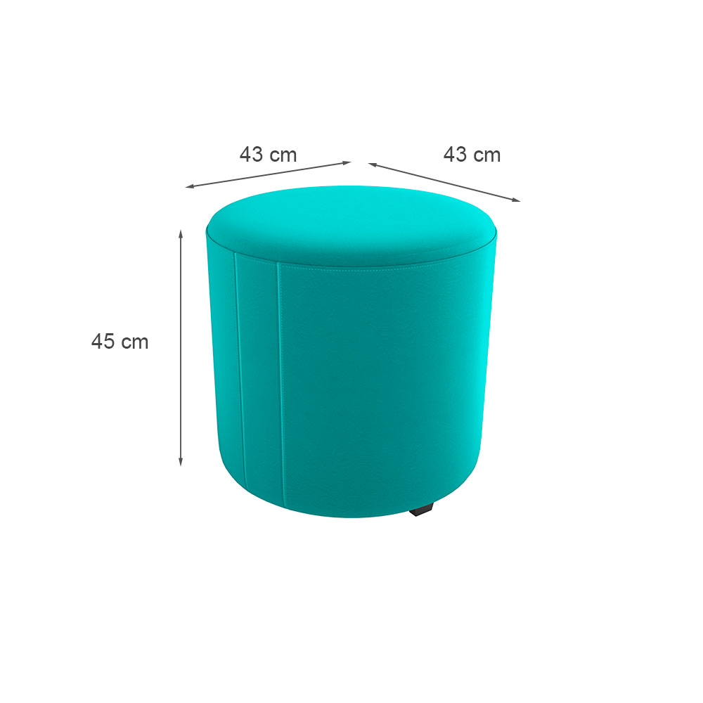 Puff Redondo Copenhage Veludo Verde Água