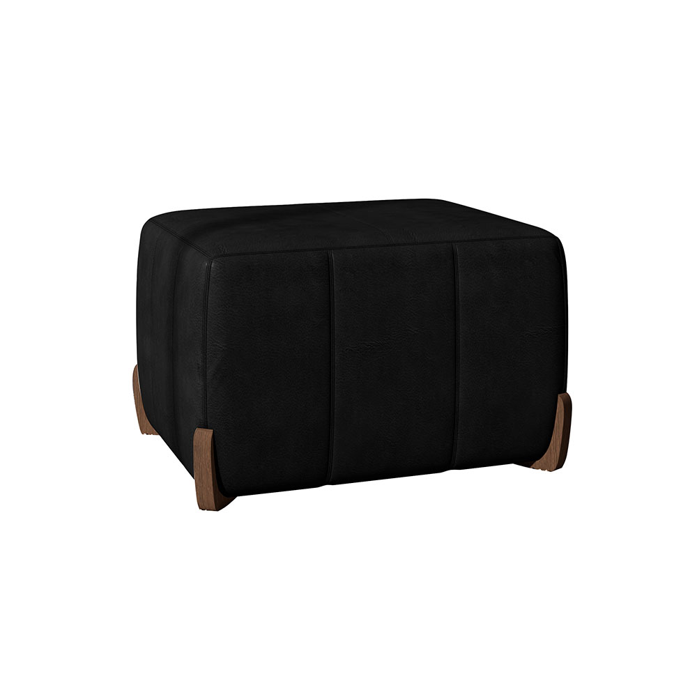 Puff Retangular Beirute Couro Preto 60 cm