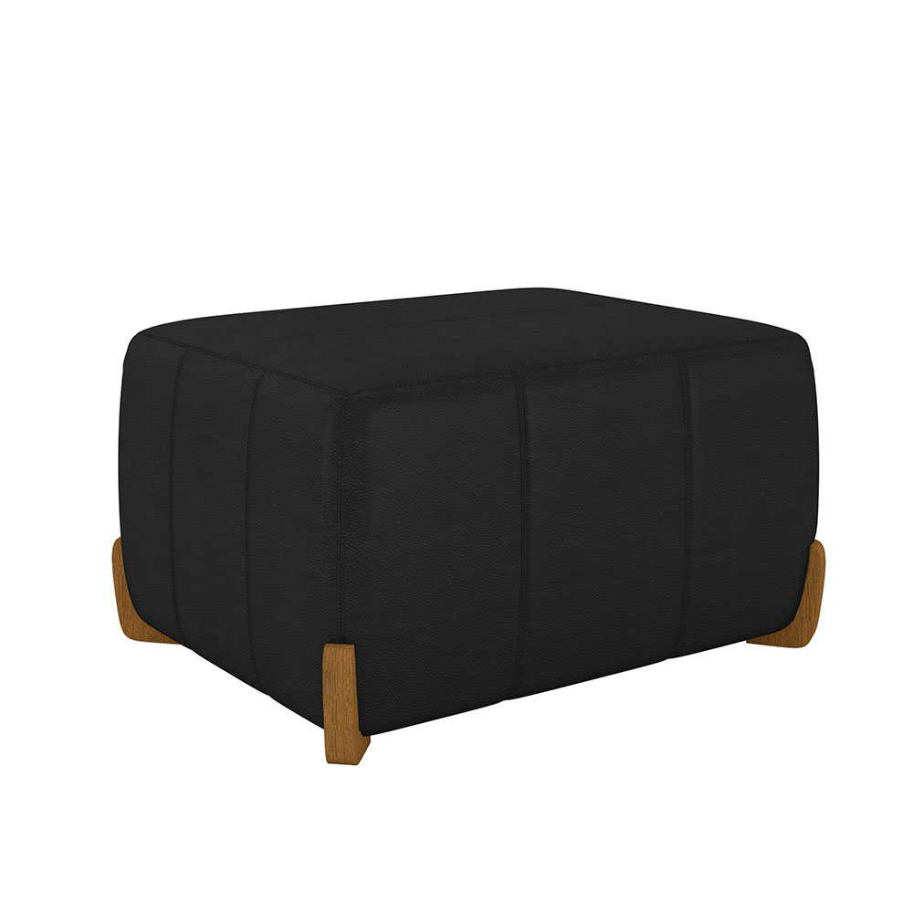 Puff Retangular Beirute Couro Preto 80 cm