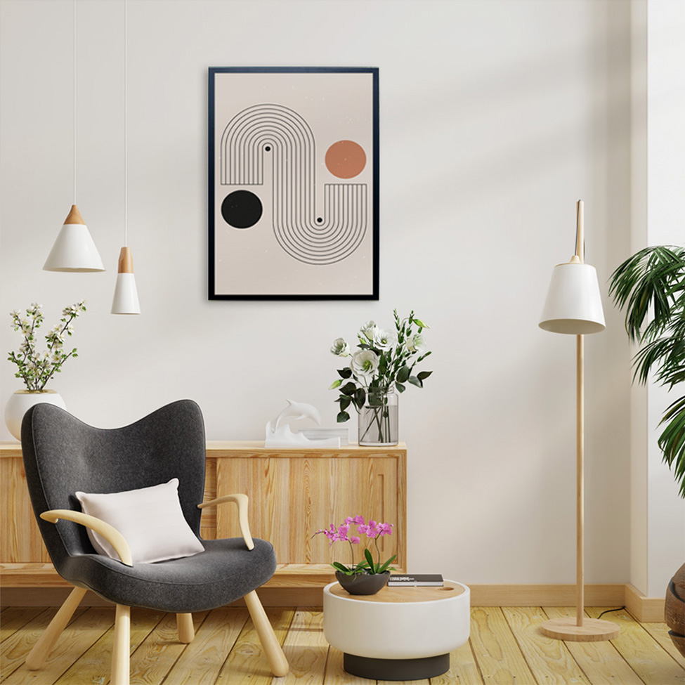 Quadro Abstrato Arco Íris Minimalista II com Vidro Colorido 50x70 cm