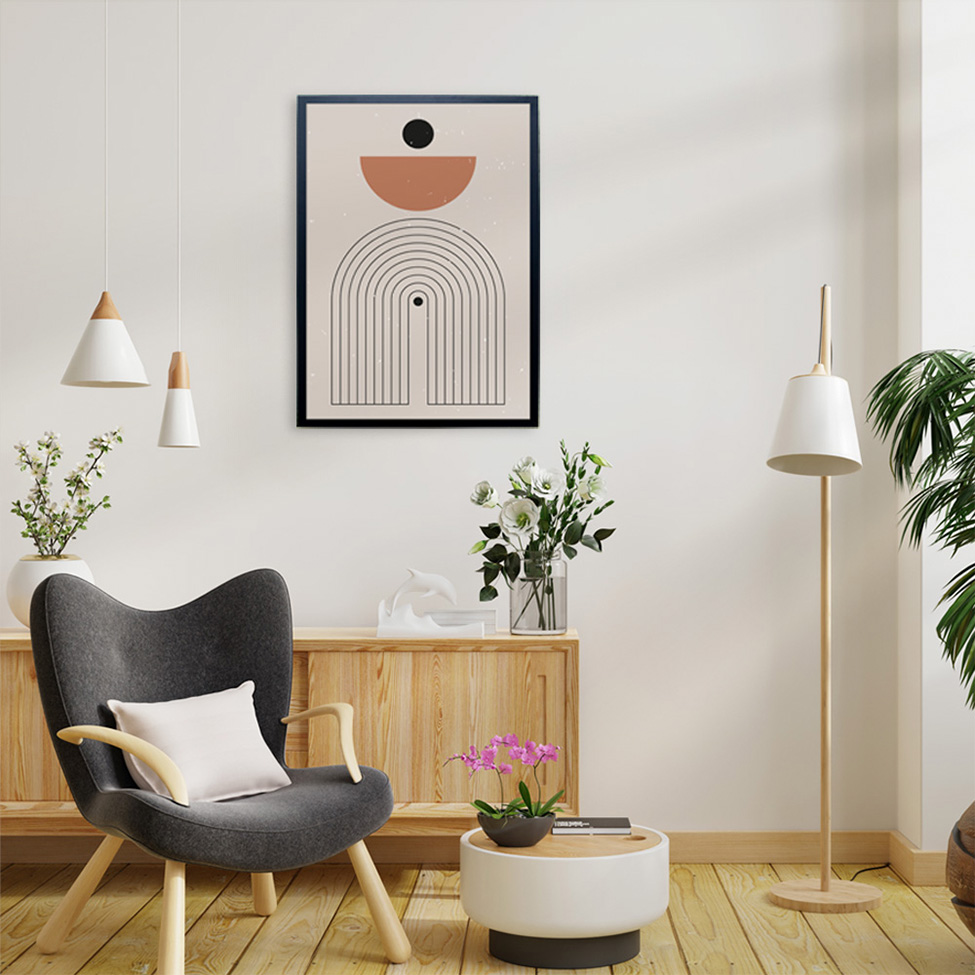 Quadro Abstrato Arco Íris Minimalista III com Vidro Colorido 50x70 cm