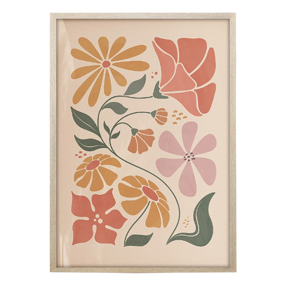 Quadro Abstrato Flores I sem Vidro Colorido 30x40 cm