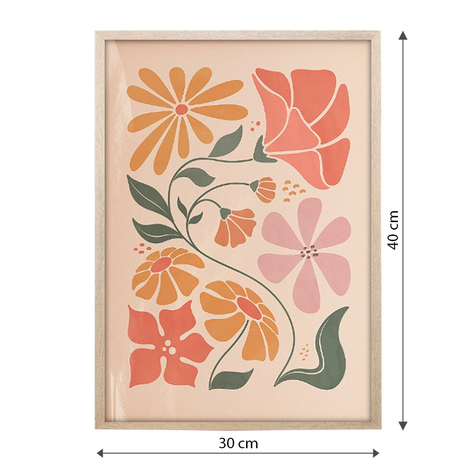 Quadro Abstrato Flores I sem Vidro Colorido 30x40 cm