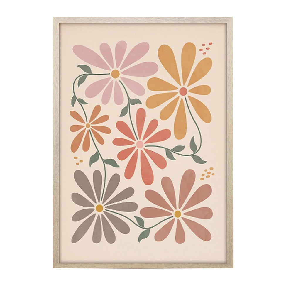 Quadro Abstrato Flores II sem Vidro Colorido 30x40 cm