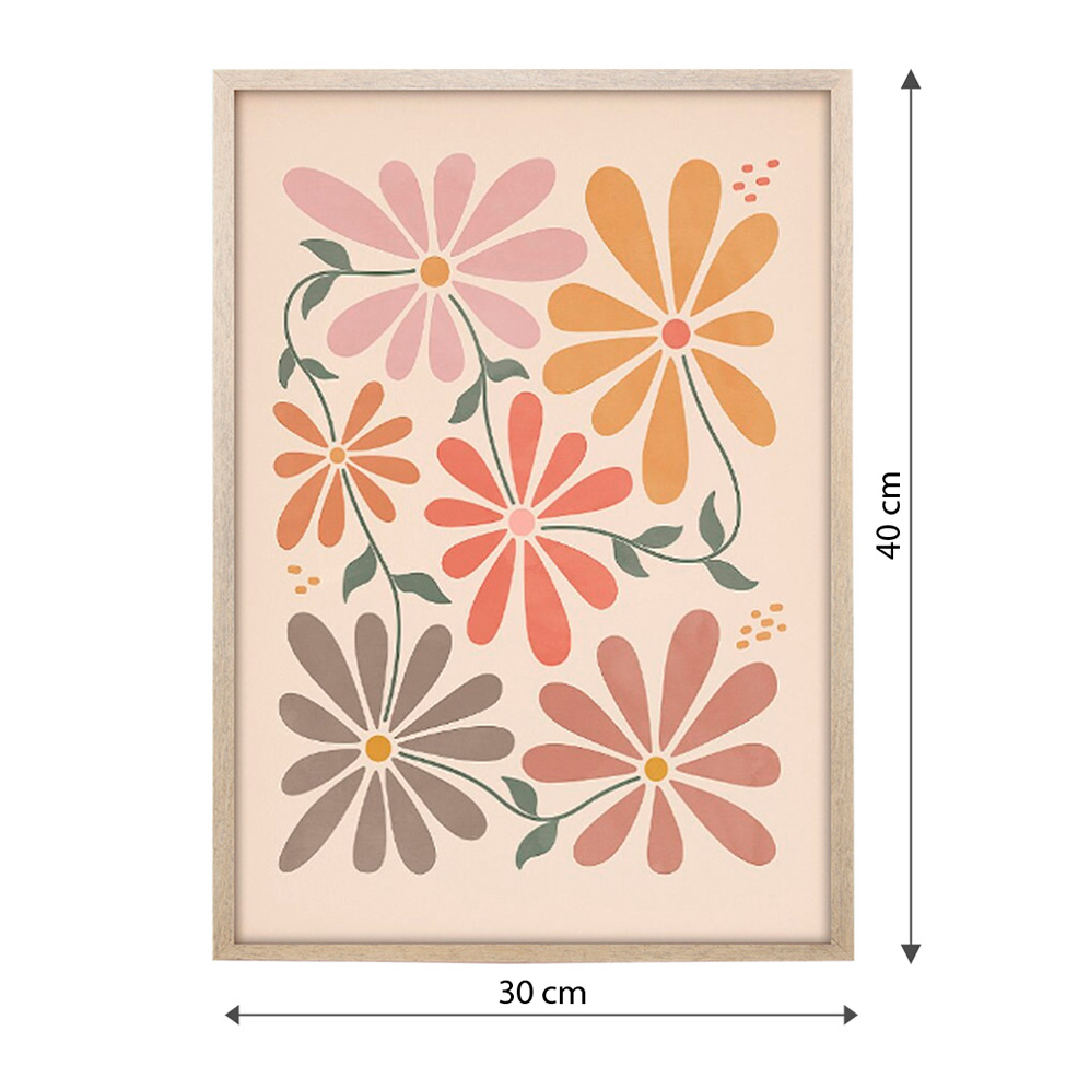Quadro Abstrato Flores II sem Vidro Colorido 30x40 cm