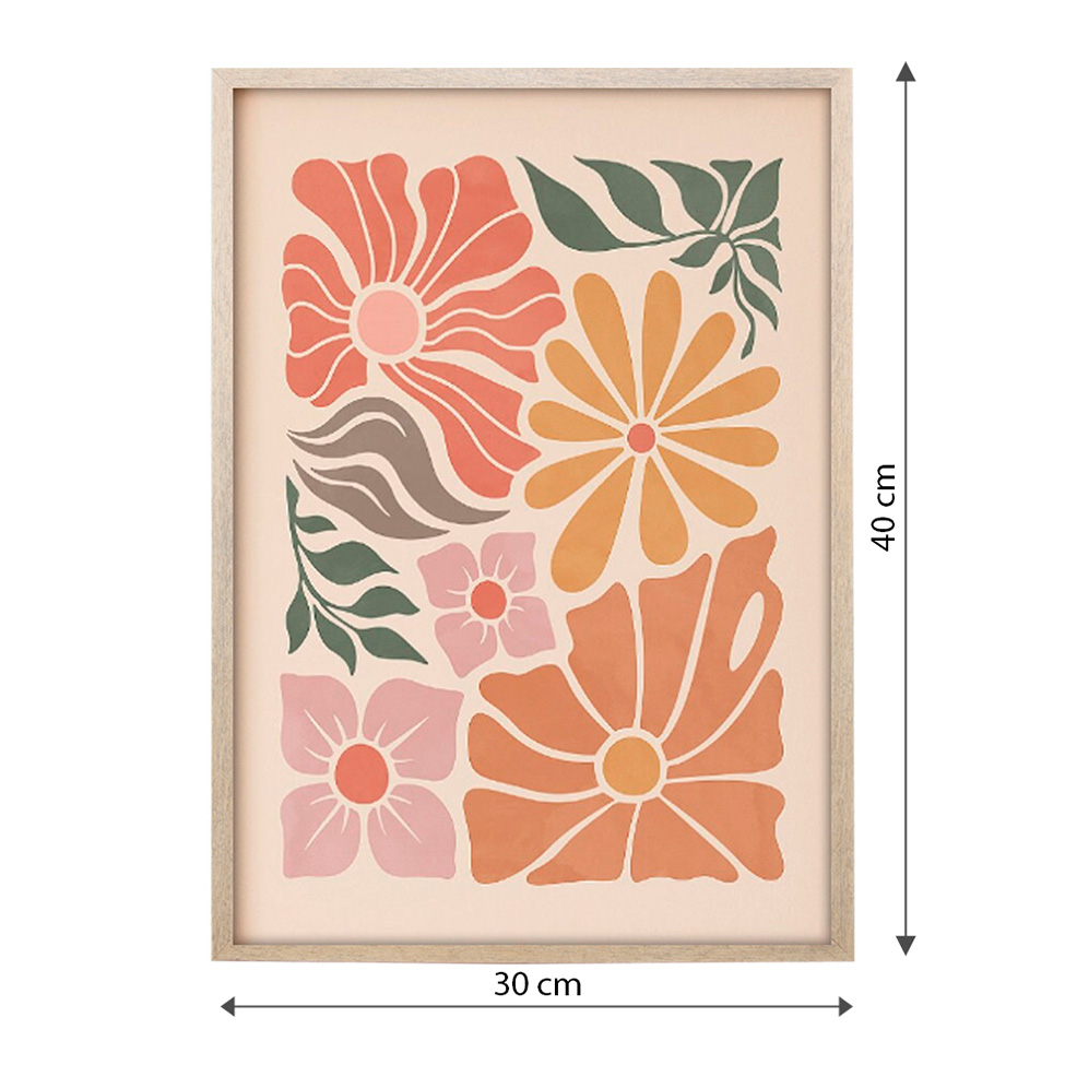 Quadro Abstrato Flores III sem Vidro Colorido 30x40 cm
