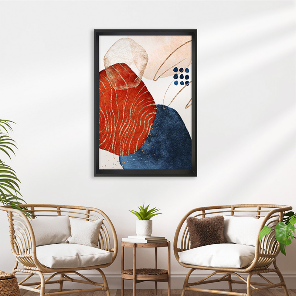 Quadro Abstrato Formas I com Vidro Colorido 60x90 cm