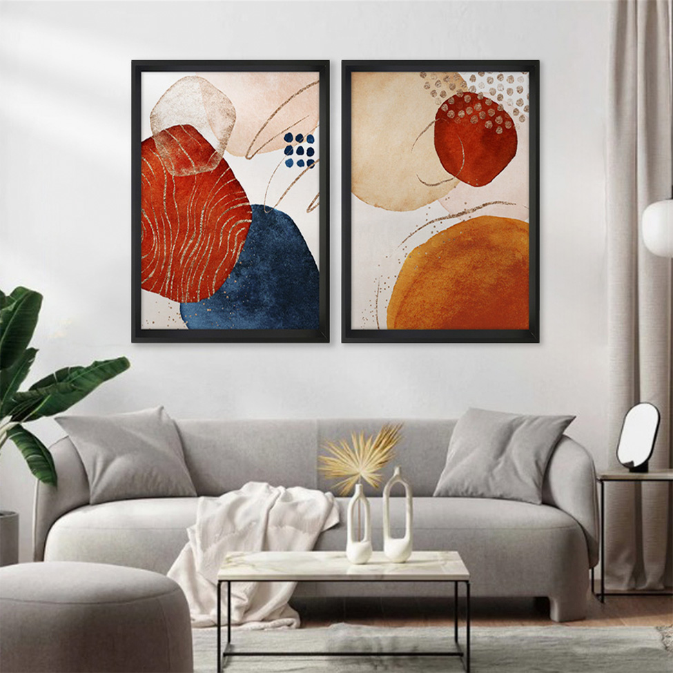 Quadro Abstrato Formas II com Vidro Colorido 60x90 cm