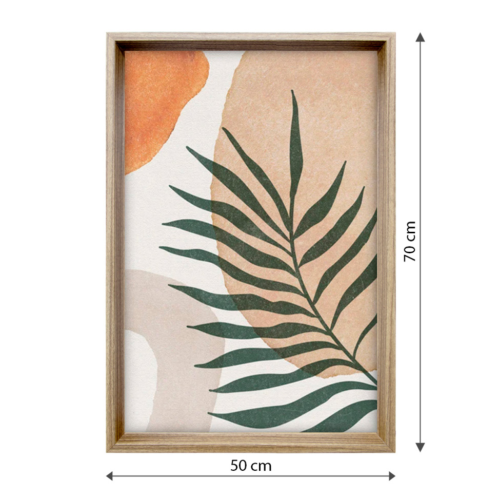 Quadro Abstrato Formas e Folha II com Vidro Colorido 50x70 cm