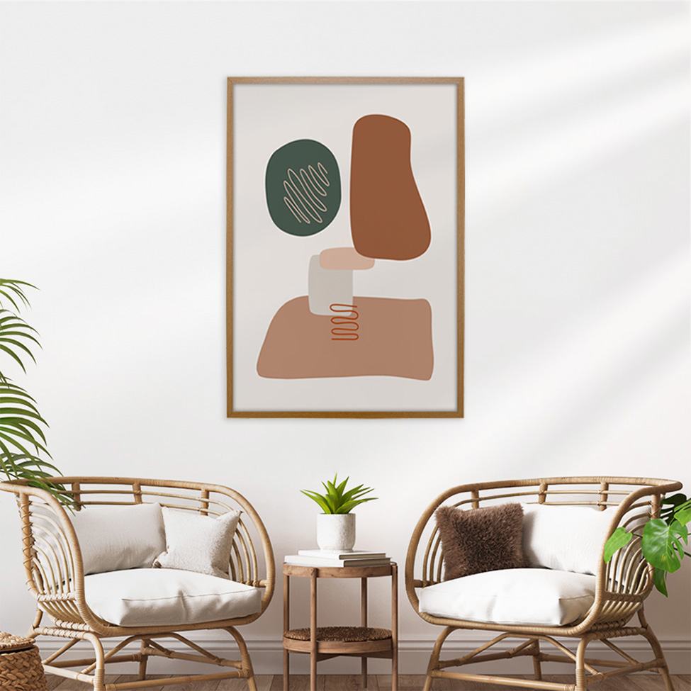 Quadro Abstrato Formatos I com Vidro Colorido 60x90 cm