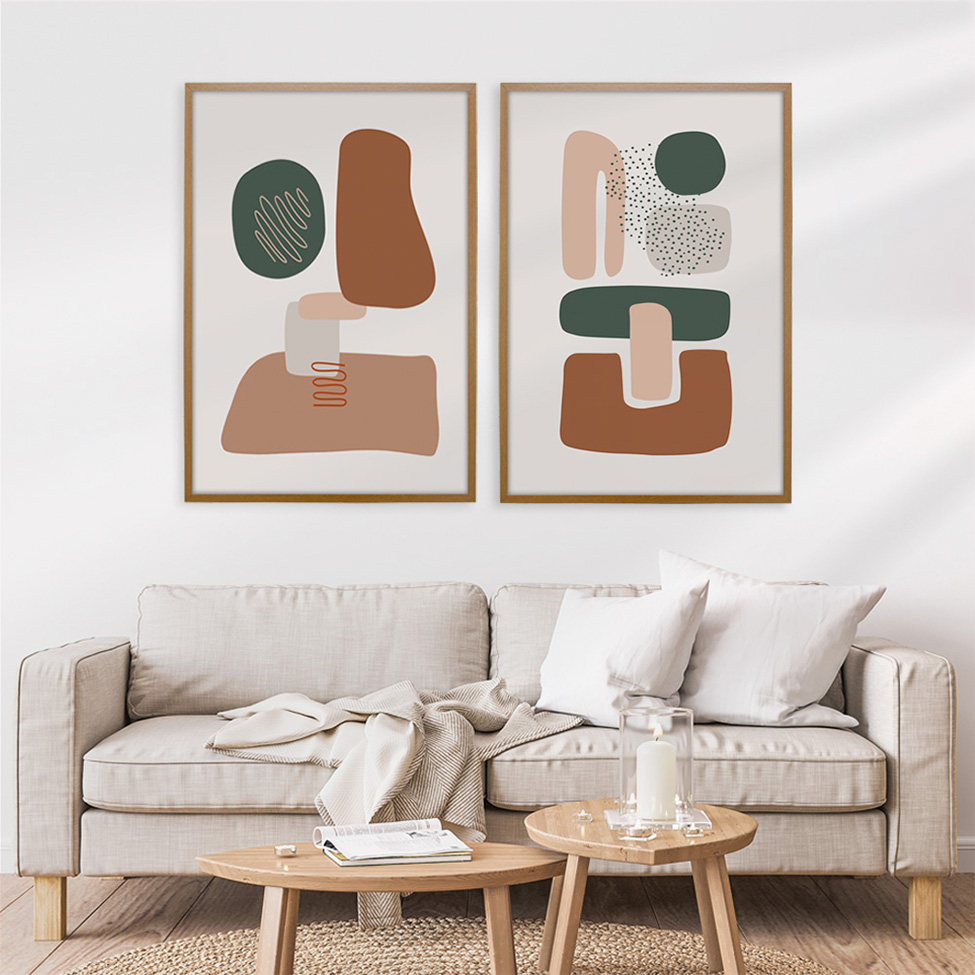 Quadro Abstrato Formatos I com Vidro Colorido 60x90 cm