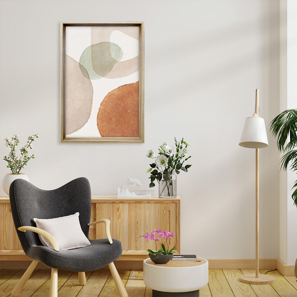 Quadro Abstrato Formatos com Vidro Colorido 50x70 cm