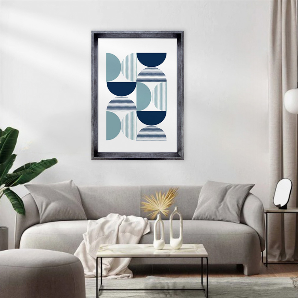 Quadro Abstrato Geométricos III com Vidro Colorido 60x90 cm