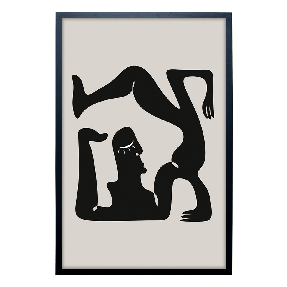 Quadro Abstrato Matisse II sem Vidro Preto e Bege 60x90 cm