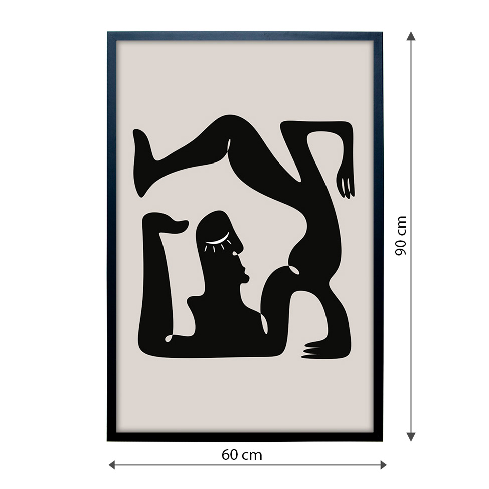 Quadro Abstrato Matisse II sem Vidro Preto e Bege 60x90 cm