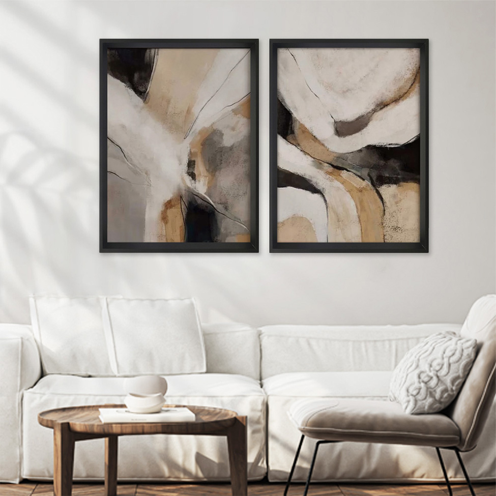 Quadro Abstrato Nuances II com Vidro Colorido 60x90 cm