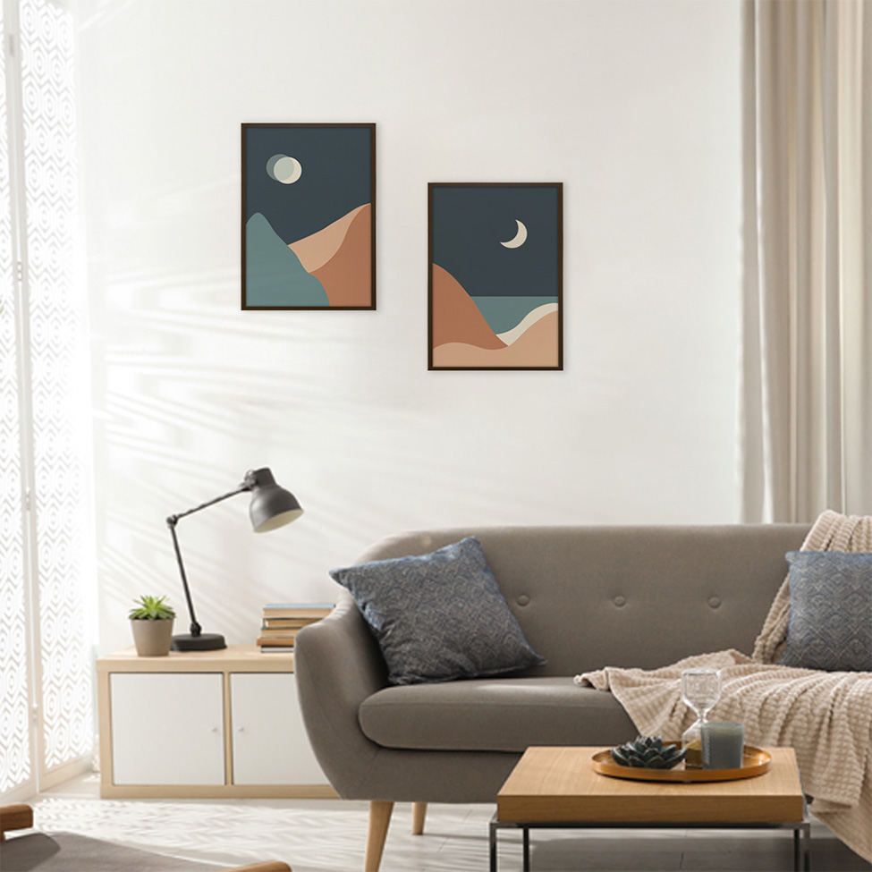 Quadro Abstrato Silhueta da Lua II com Vidro Colorido 30x40 cm