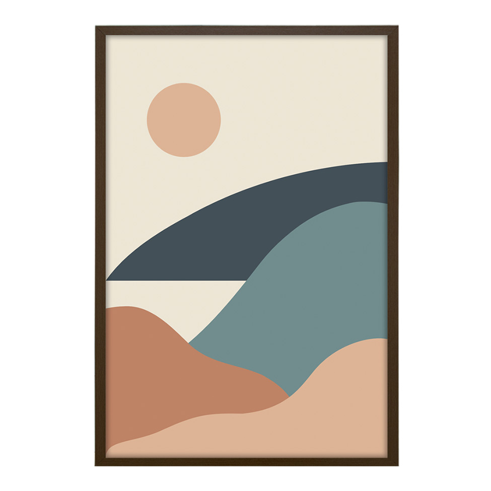 Quadro Abstrato Silhueta do Sol I com Vidro Colorido 40x60 cm