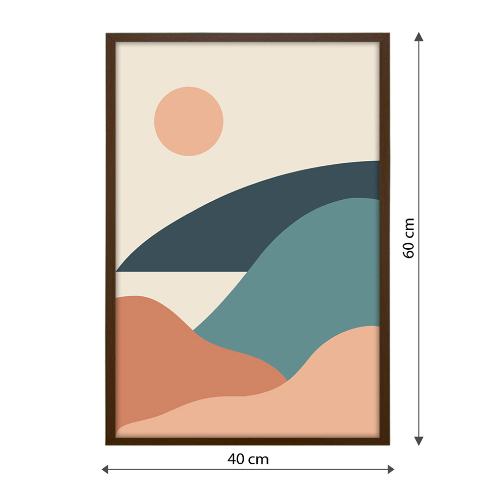Quadro Abstrato Silhueta do Sol I com Vidro Colorido 40x60 cm