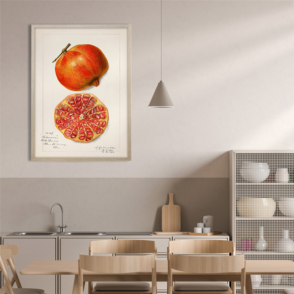 Quadro Cozinha Romã om Vidro Colorido 40x60 cm