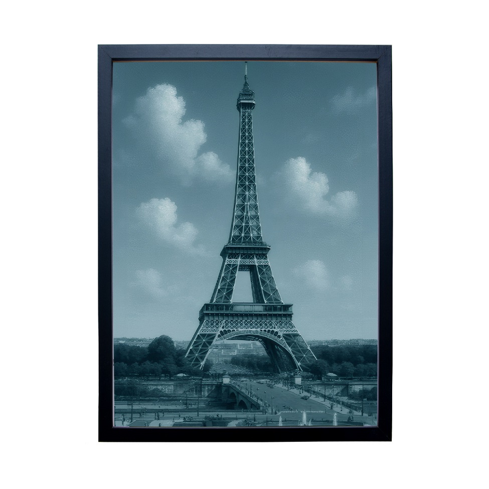 Quadro Decorativo com Vidro Paris Azul