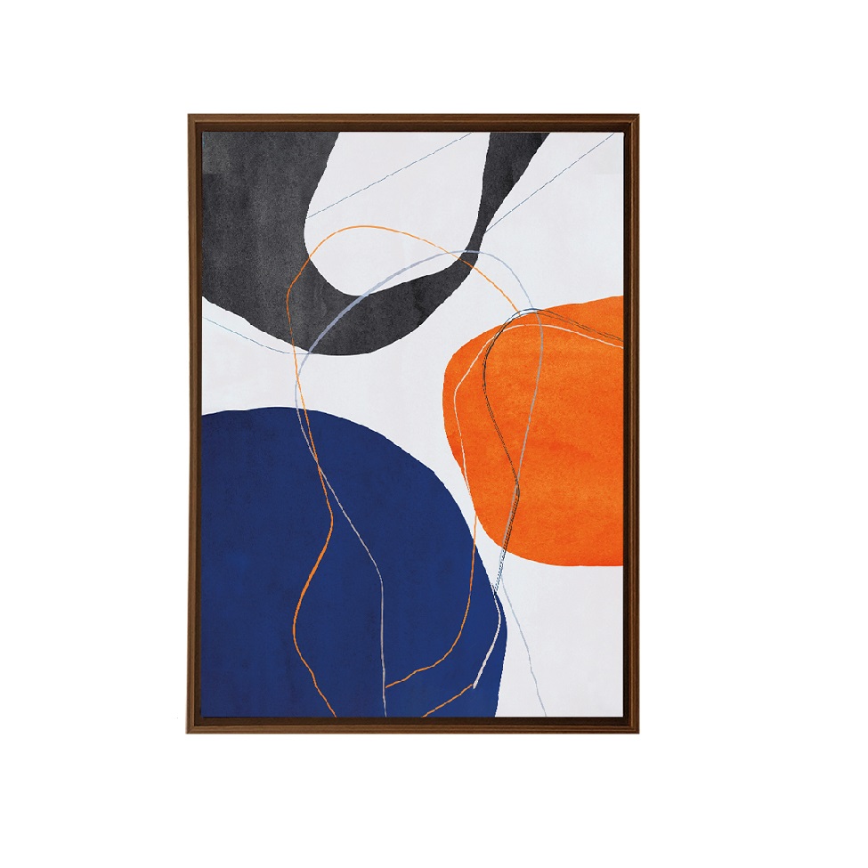Quadro Decorativo sem Vidro Abstract Fluid Azul e Laranja